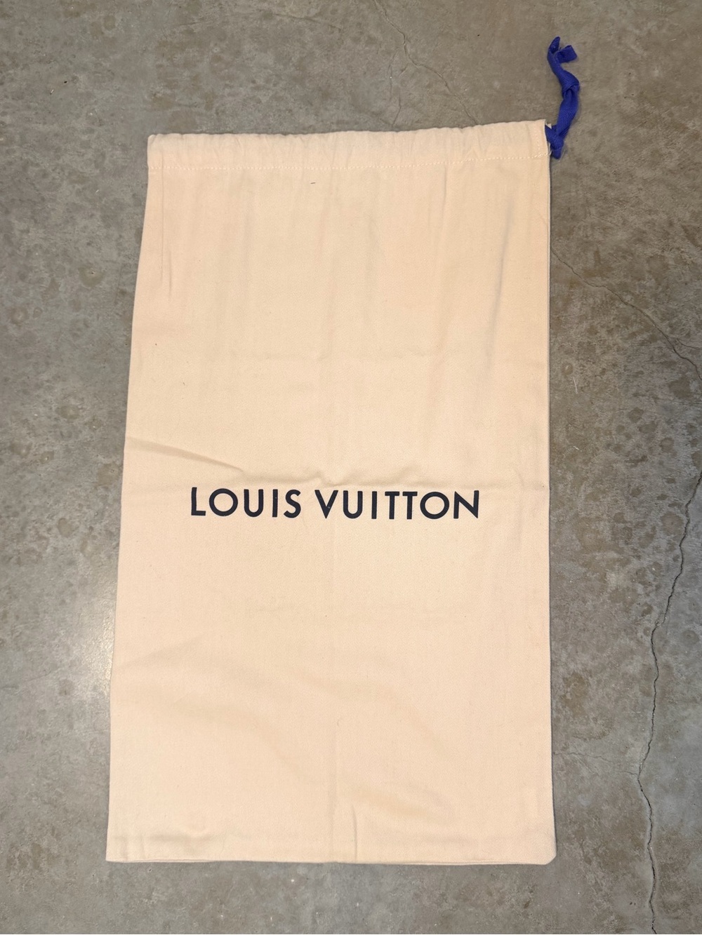 Louis Vuitton Beige Dust Bag with Blue Drawstring